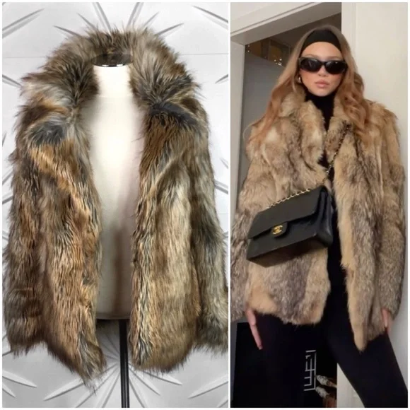 Bebe Faux Fur Coat Mob Wife Carrie Bradshaw Coat 🕶️.💋